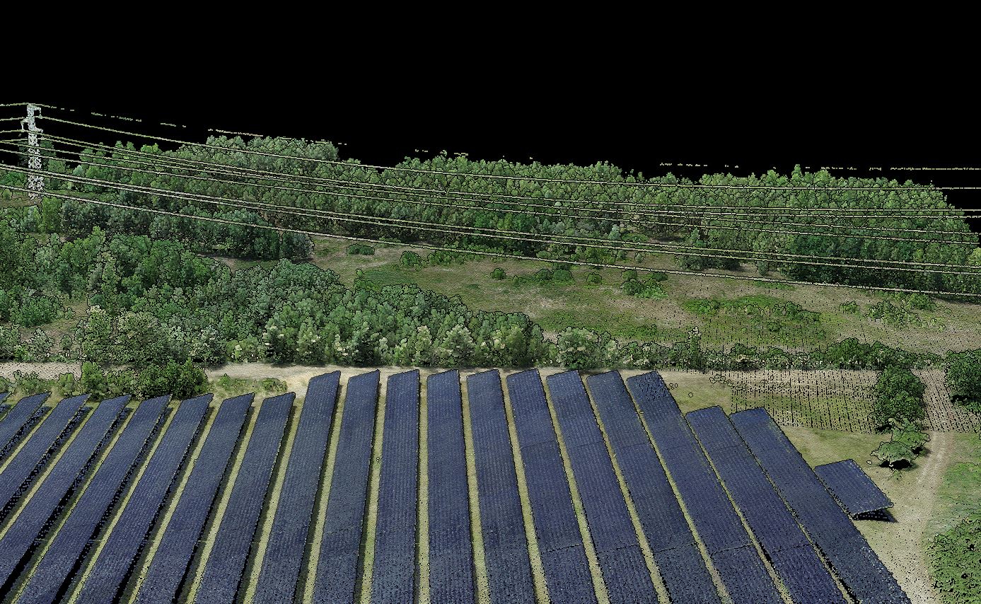 Nuage de points d'une centrale solaire et de son raccordement