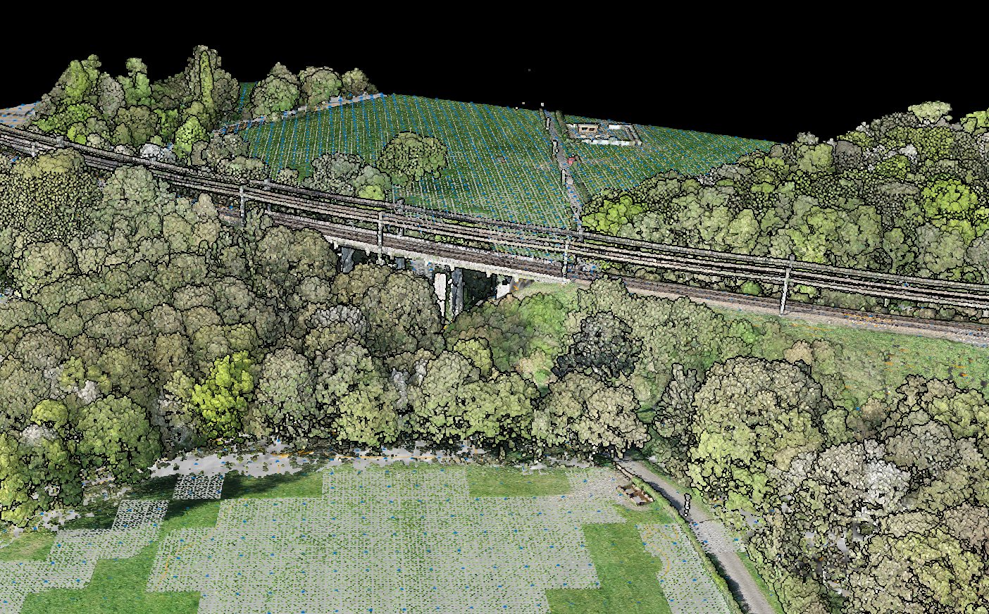 Nuage de points d'un pont ferroviaire pour suivi différentiel