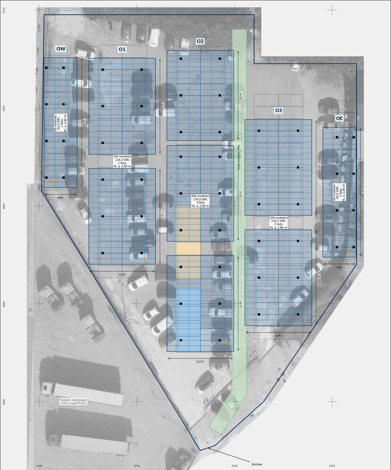 Plan d'implantation des ombrières