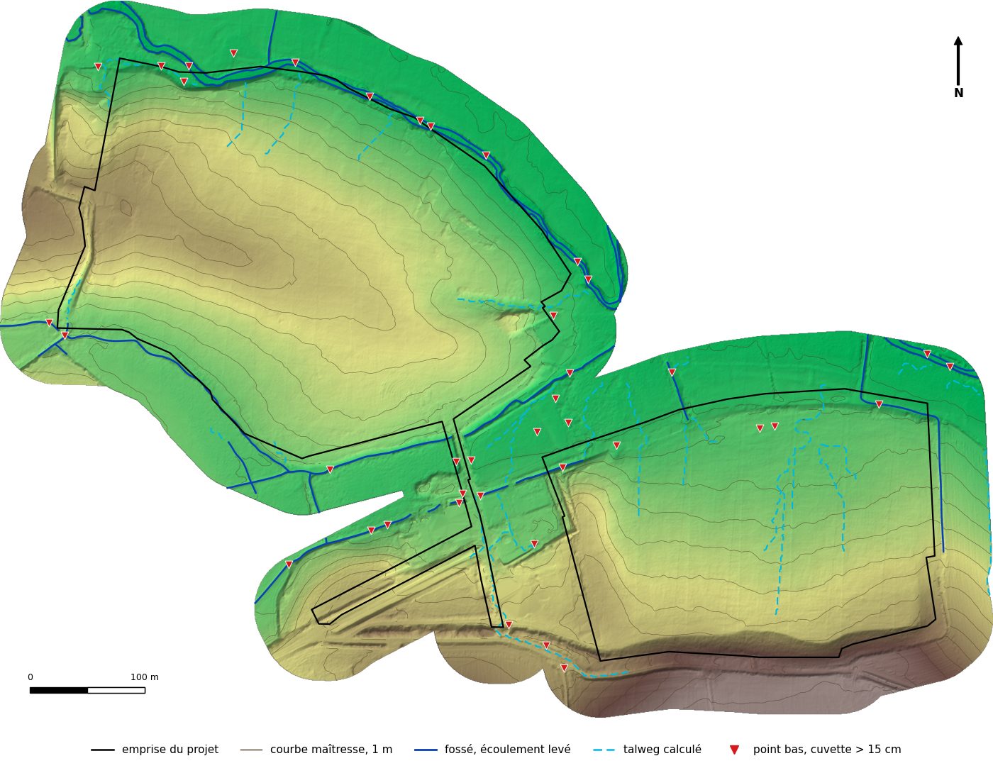 Plan topographique LiDAR d'une ancienne carrière destinée au photovoltaïque