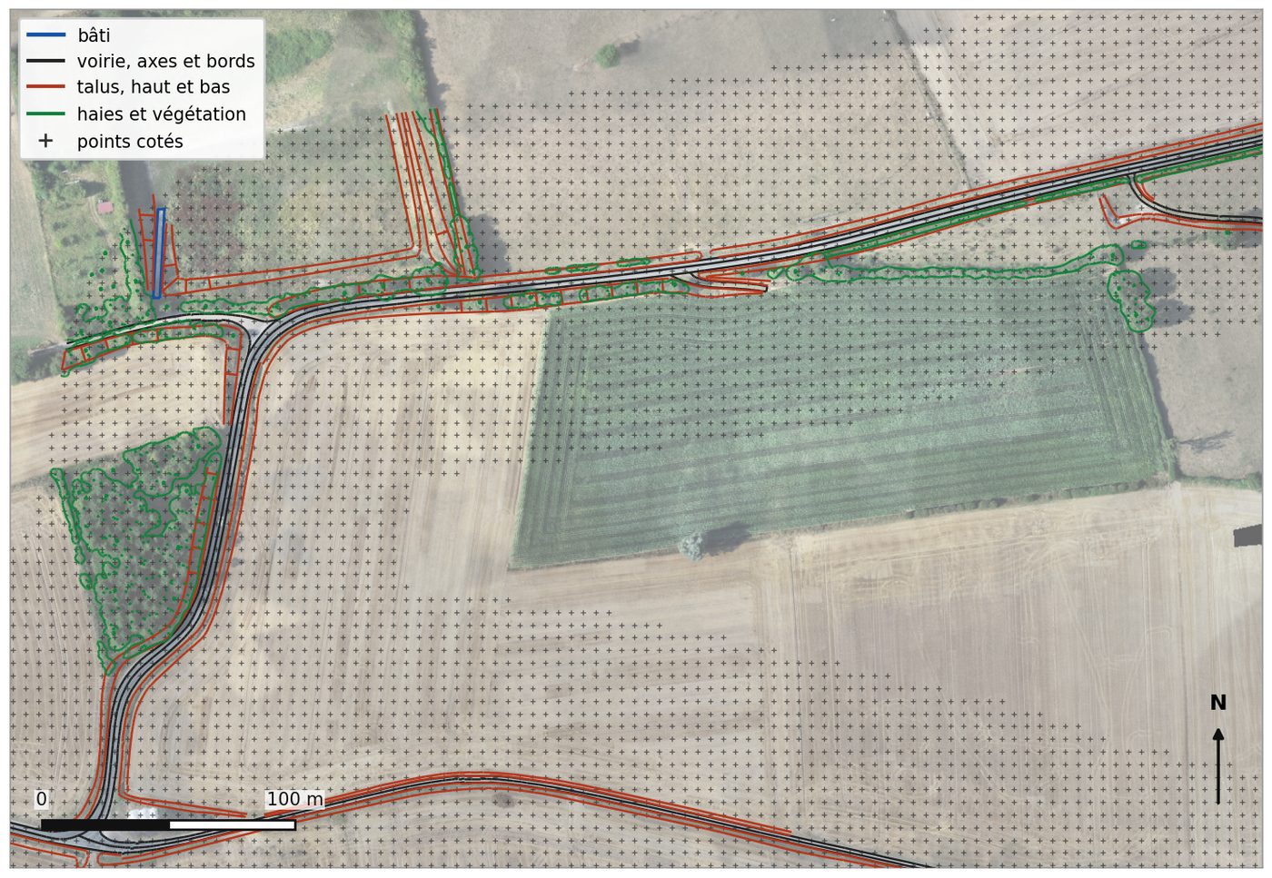 Relevé topographique LiDAR d'un corridor de parc éolien
